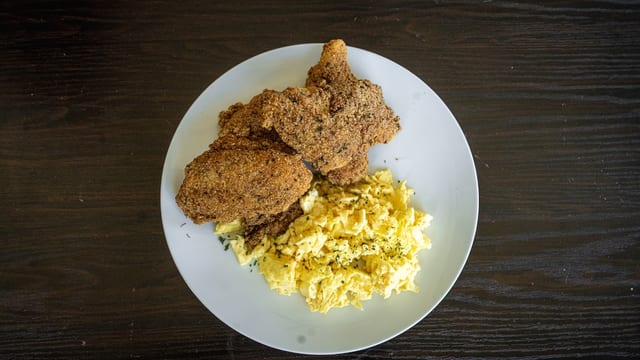 FRIED CHICKEN & EGGS.